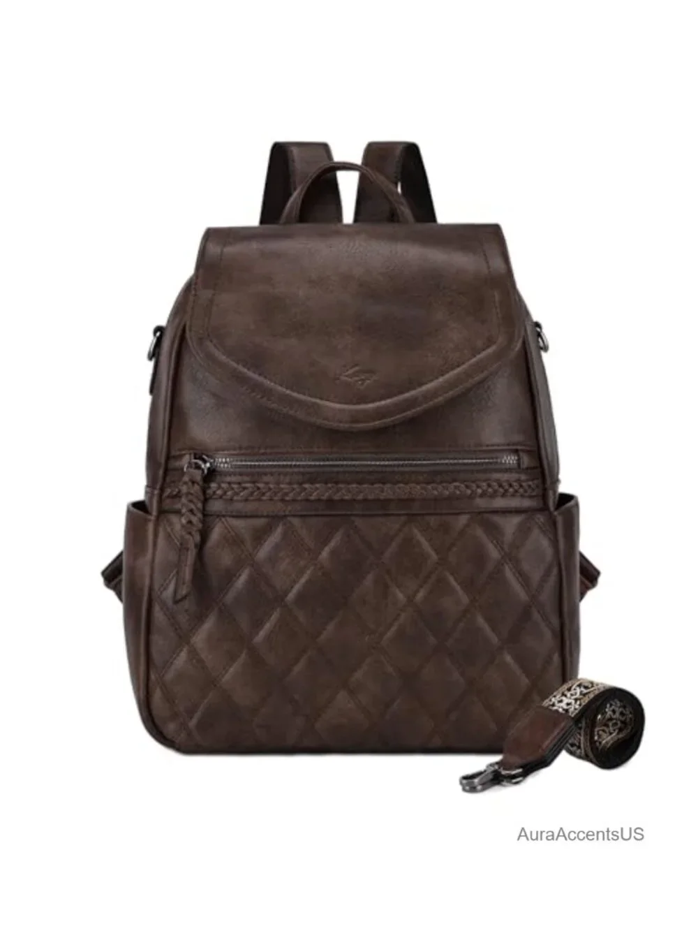 Women's Vegan Leather Convertible Backpack Purse with Detachable Strap